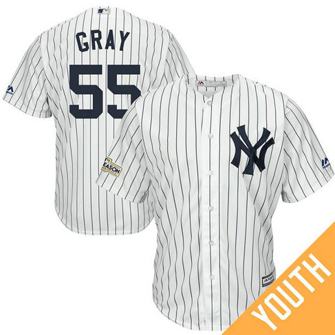 YOUTH Sonny Grey #55 New York Yankees 2017 Postseason White Cool Base Jersey YOUTH Sonny Grey #55 New York Yankees 2017 Postseason White Cool Base Jersey