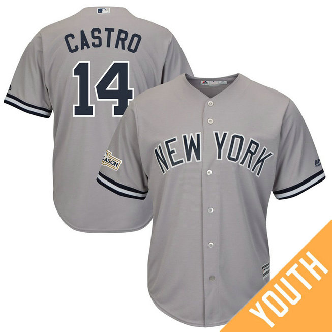YOUTH Starlin Castro #14 New York Yankees 2017 Postseason Grey Cool Base Jersey YOUTH Starlin Castro #14 New York Yankees 2017 Postseason Grey Cool Base Jersey