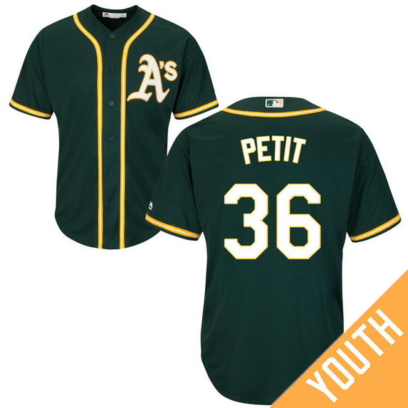 YOUTH Oakland Athletics #36 Yusmeiro Petit Alternate Green Cool Base Jersey YOUTH Oakland Athletics #36 Yusmeiro Petit Alternate Green Cool Base Jersey