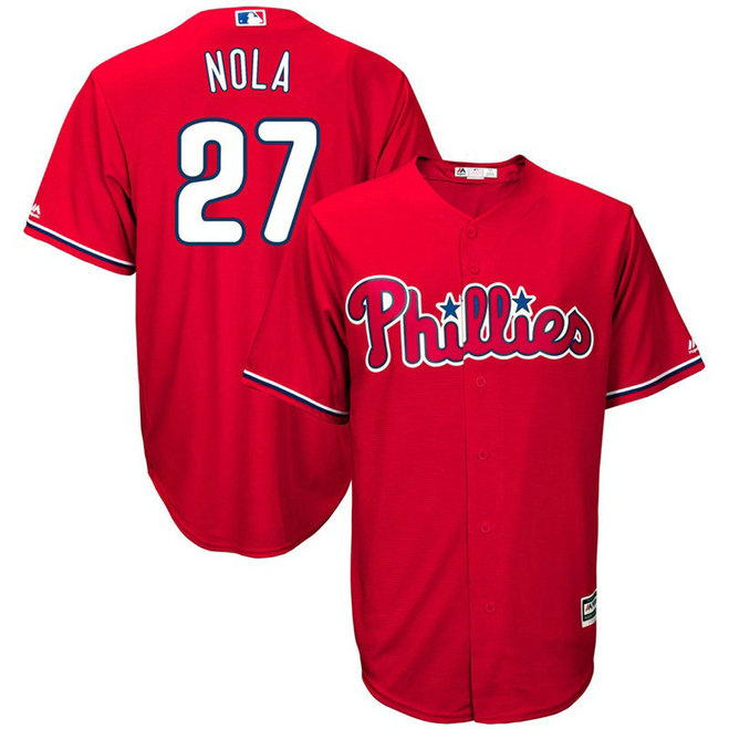 YOUTH Philadelphia Phillies #27 Aaron Nola Replica Scarlet Cool Base Jersey YOUTH Philadelphia Phillies #27 Aaron Nola Replica Scarlet Cool Base Jersey