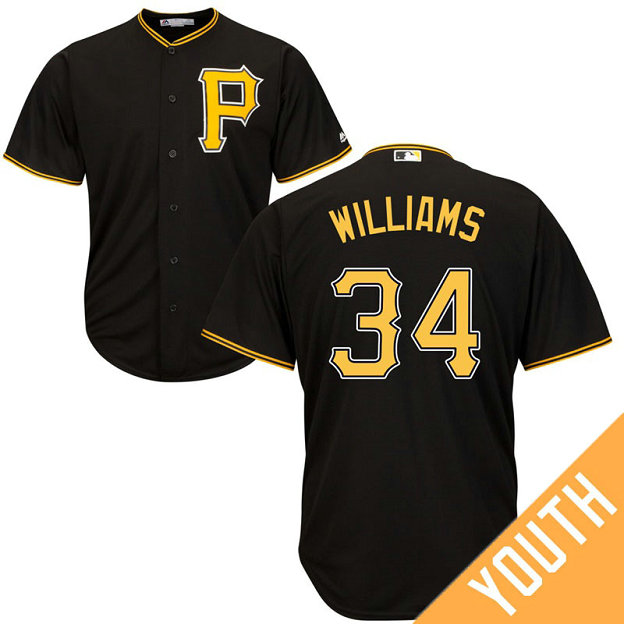 YOUTH Pittsburgh Pirates #34 Trevor Williams Alternate Black Cool Base Jersey