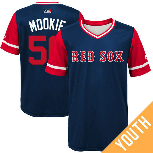 YOUTH Boston Red Sox Mookie Betts #50 Mookie Navy Nickname 2017 Little League Players Weekend Jersey YOUTH Boston Red Sox Mookie Betts #50 Mookie Navy Nickname 2017 Little League Players Weekend Jersey