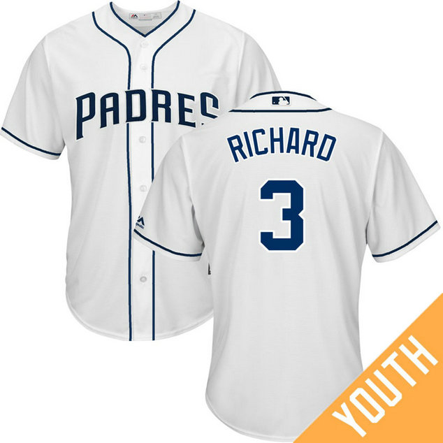 YOUTH San Diego Padres #3 Clayton Richard 2017 Home White Cool Base Jersey