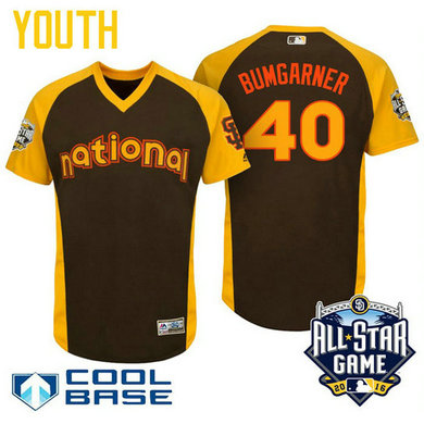YOUTH 2016 All-Star National San Francisco Giants Madison Bumgarner #40 Brown Cool Base Jersey YOUTH 2016 All-Star National San Francisco Giants Madison Bumgarner #40 Brown Cool Base Jersey