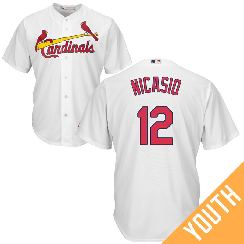 YOUTH St. Louis Cardinals #12 Juan Nicasio Home White Cool Base Jersey