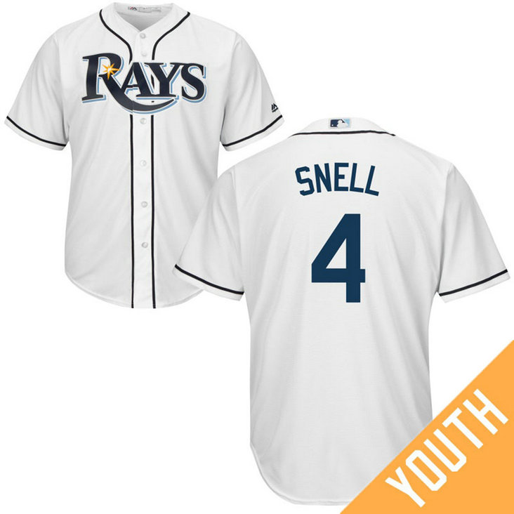 YOUTH Tampa Bay Rays #4 Blake Snell Home White Cool Base Jersey YOUTH Tampa Bay Rays #4 Blake Snell Home White Cool Base Jersey