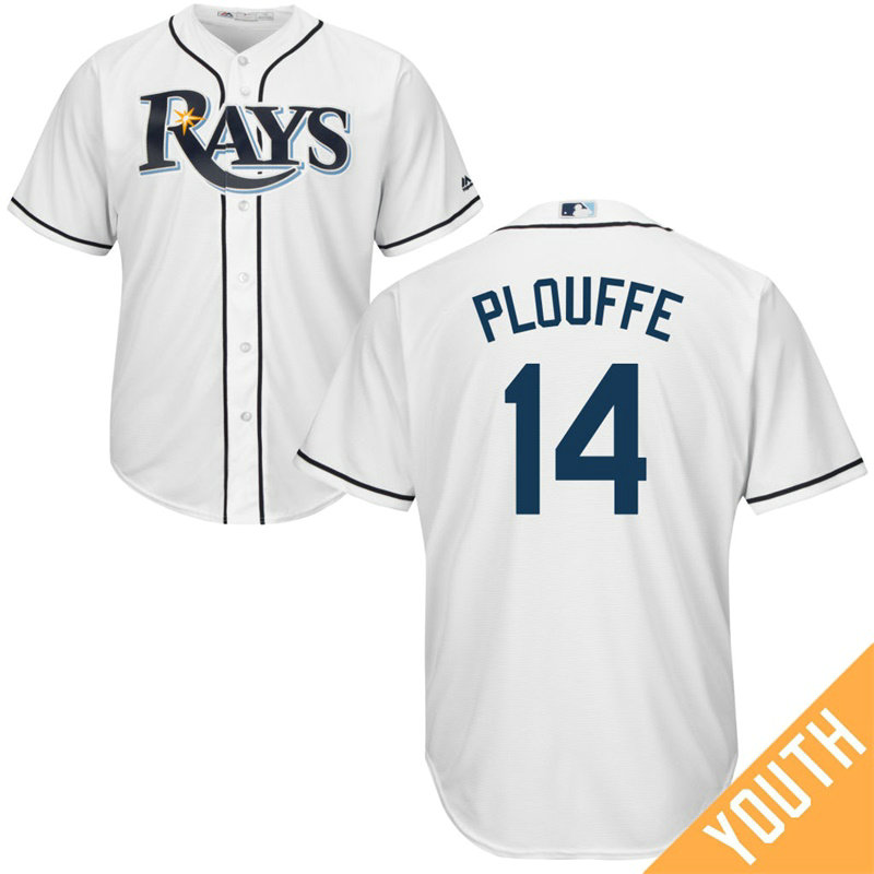 YOUTH Trevor Plouffe #14 Tampa Bay Rays Home White Cool Base Jersey YOUTH Trevor Plouffe #14 Tampa Bay Rays Home White Cool Base Jersey