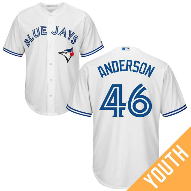 YOUTH Toronto Blue Jays #46 Brett Anderson Home White Cool Base Jersey YOUTH Toronto Blue Jays #46 Brett Anderson Home White Cool Base Jersey