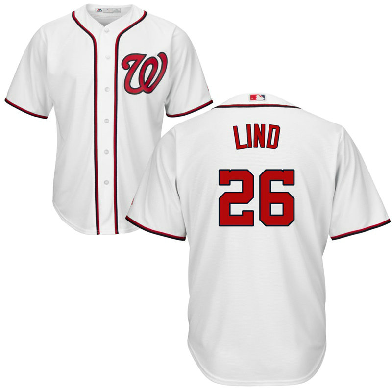 YOUTH Washington Nationals #26 Adam Lind Home White Cool Base Jersey YOUTH Washington Nationals #26 Adam Lind Home White Cool Base Jersey