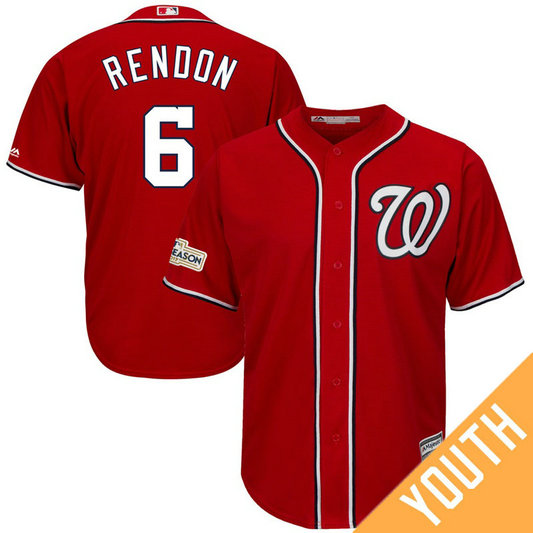 YOUTH Anthony Rendon #6 Washington Nationals 2017 Postseason Scarlet Cool Base Jersey