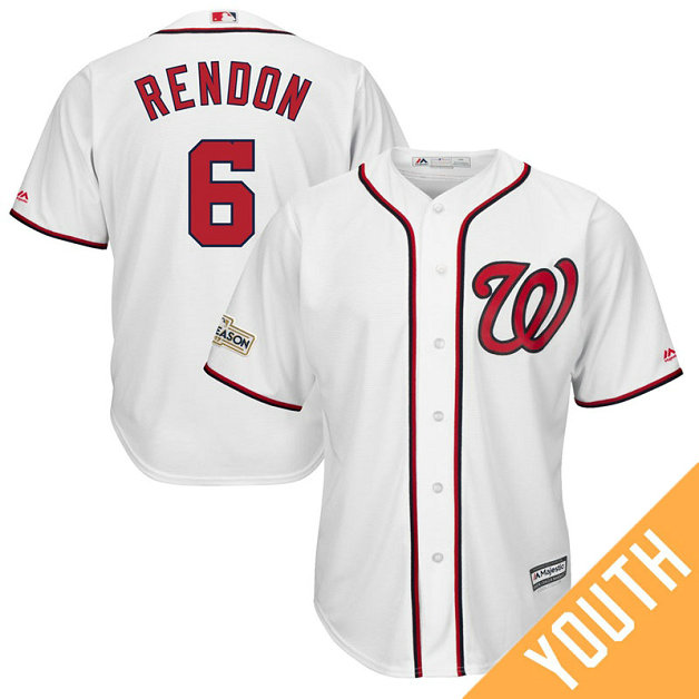 YOUTH Anthony Rendon #6 Washington Nationals 2017 Postseason White Cool Base Jersey