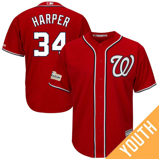 YOUTH Bryce Harper #34 Washington Nationals 2017 Postseason Scarlet Cool Base Jersey YOUTH Bryce Harper #34 Washington Nationals 2017 Postseason Scarlet Cool Base Jersey