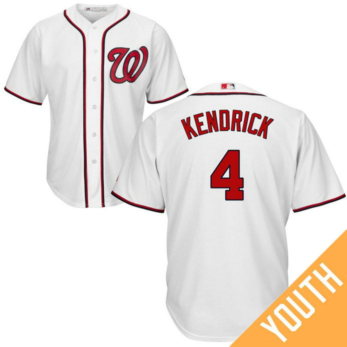 YOUTH Washington Nationals #4 Howie Kendrick Home White Cool Base Jersey