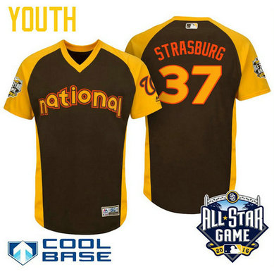 YOUTH 2016 All-Star National Washington Nationals Stephen Strasburg #37 Brown Cool Base Jersey