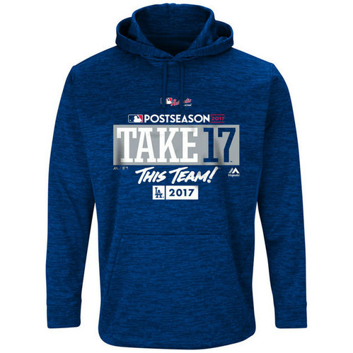Los Angeles Dodgers 2017 Postseason Participant Authentic Collection Ultra Streak Fleece Pullover Royal Hoodie