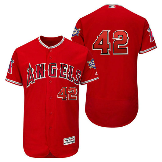 Los Angeles Angels Scarlet Authentic Flex Base Jersey 2018 Jackie Robinson Day