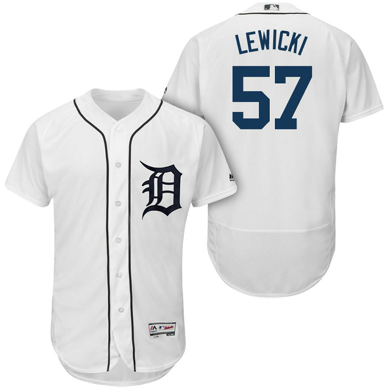 Detroit Tigers #57 Artie Lewicki White 2018 Home Authentic Collection Flex Base Jersey