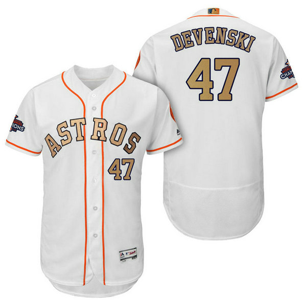 Houston Astros #47 Chris Devenski White Flex Base Jersey 2018 Gold Program Houston Astros #47 Chris Devenski White Flex Base Jersey 2018 Gold Program
