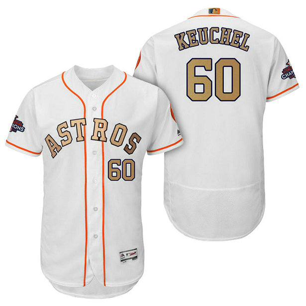 Houston Astros #60 Dallas Keuchel White Flex Base Jersey 2018 Gold Program Houston Astros #60 Dallas Keuchel White Flex Base Jersey 2018 Gold Program