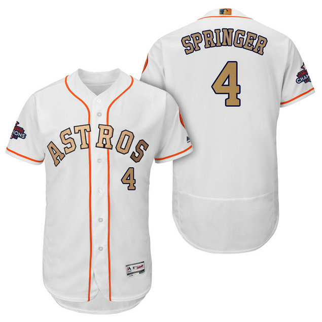 Houston Astros #4 George Springer White Flex Base Jersey 2018 Gold Program