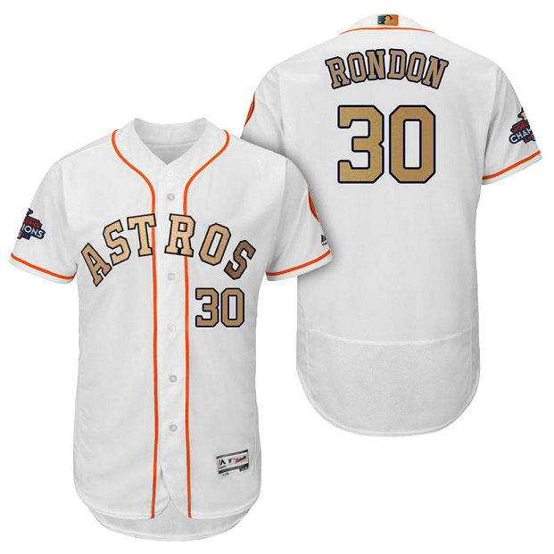 Houston Astros #30 Hector Rondon White Flex Base Jersey 2018 Gold Program Houston Astros #30 Hector Rondon White Flex Base Jersey 2018 Gold Program