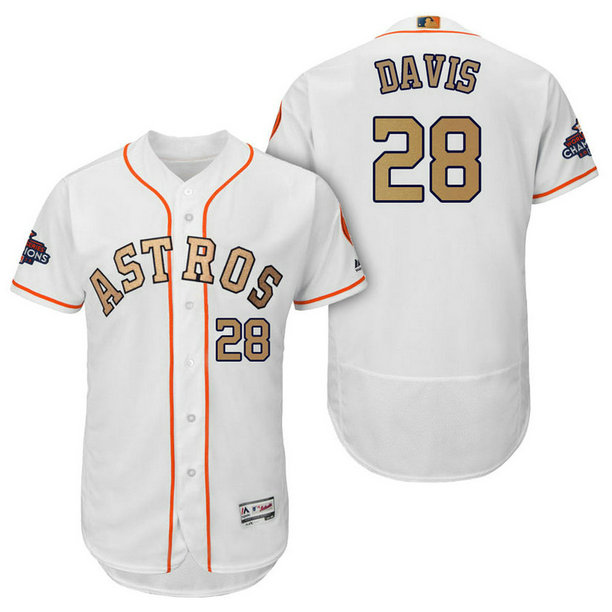 Houston Astros #28 J.D. Davis White Flex Base Jersey 2018 Gold Program Houston Astros #28 J.D. Davis White Flex Base Jersey 2018 Gold Program