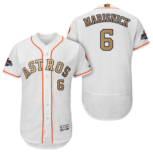 Houston Astros #6 Jake Marisnick White Flex Base Jersey 2018 Gold Program