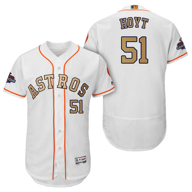 Houston Astros #51 James Hoyt White Flex Base Jersey 2018 Gold Program Houston Astros #51 James Hoyt White Flex Base Jersey 2018 Gold Program