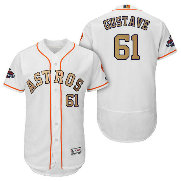 Houston Astros #61 Jandel Gustave White Flex Base Jersey 2018 Gold Program