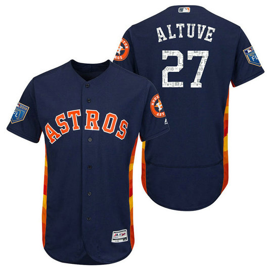 Houston Astros #27 Jose Altuve Navy 2018 Spring Training Flex Base Jersey Houston Astros #27 Jose Altuve Navy 2018 Spring Training Flex Base Jersey