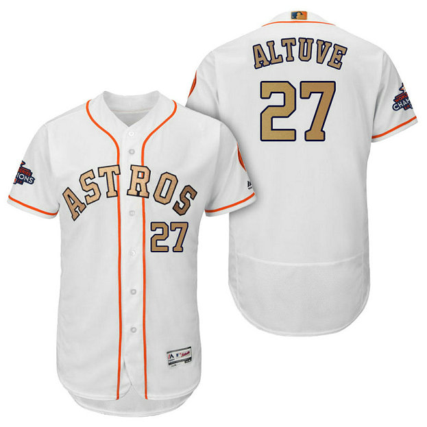 Houston Astros #27 Jose Altuve White Flex Base Jersey 2018 Gold Program Houston Astros #27 Jose Altuve White Flex Base Jersey 2018 Gold Program