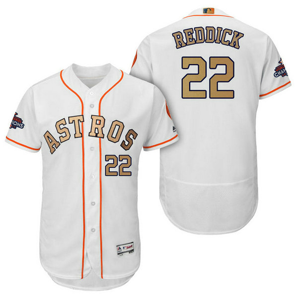 Houston Astros #22 Josh Reddick White Flex Base Jersey 2018 Gold Program Houston Astros #22 Josh Reddick White Flex Base Jersey 2018 Gold Program