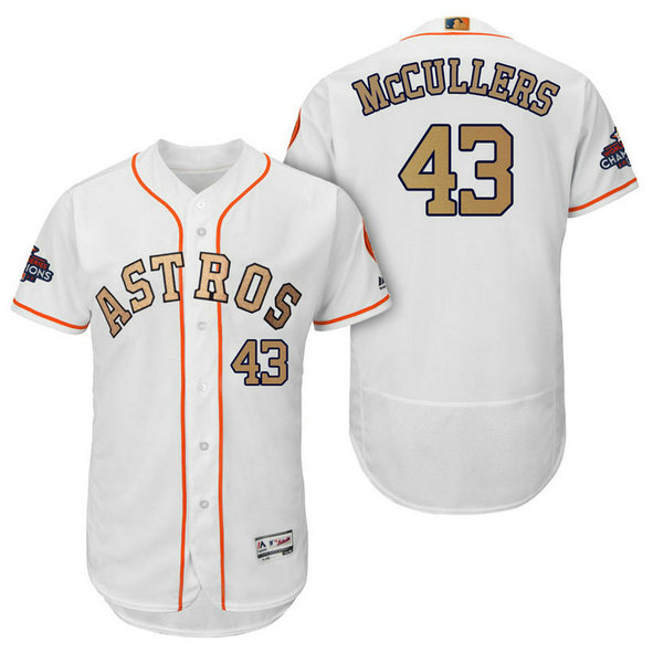 Houston Astros #43 Lance McCullers White Flex Base Jersey 2018 Gold Program Houston Astros #43 Lance McCullers White Flex Base Jersey 2018 Gold Program