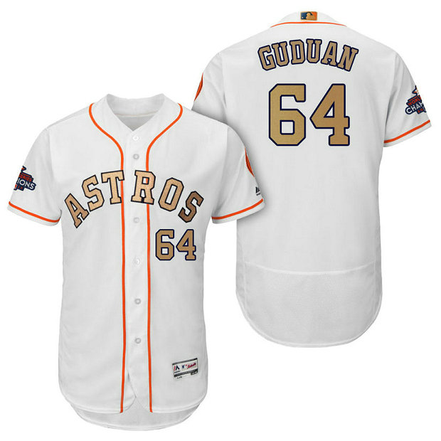 Houston Astros #64 Reymin Guduan White Flex Base Jersey 2018 Gold Program Houston Astros #64 Reymin Guduan White Flex Base Jersey 2018 Gold Program