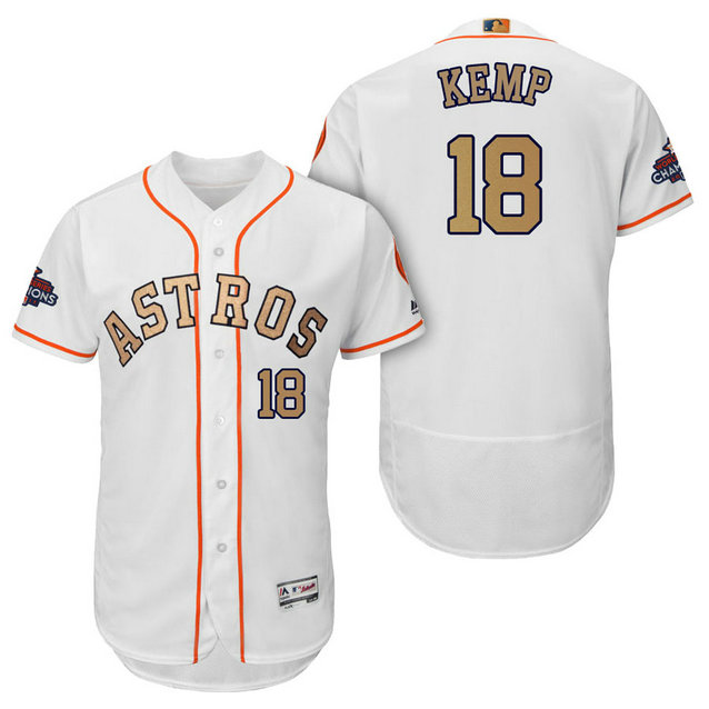 Houston Astros #18 Tony Kemp White Flex Base Jersey 2018 Gold Program Houston Astros #18 Tony Kemp White Flex Base Jersey 2018 Gold Program