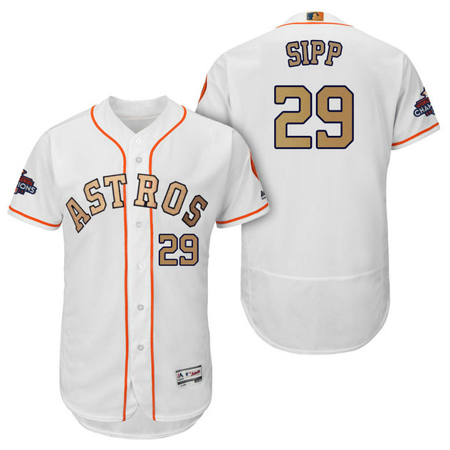 Houston Astros #29 Tony Sipp White Flex Base Jersey 2018 Gold Program Houston Astros #29 Tony Sipp White Flex Base Jersey 2018 Gold Program