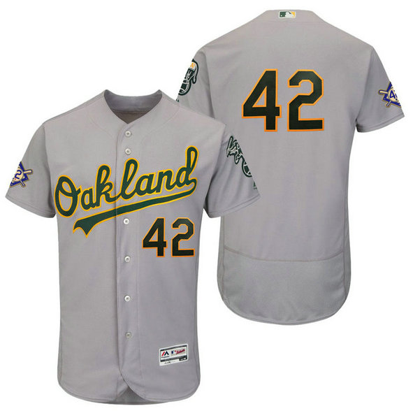 Oakland Athletics Gray Authentic Flex Base Jersey 2018 Jackie Robinson Day