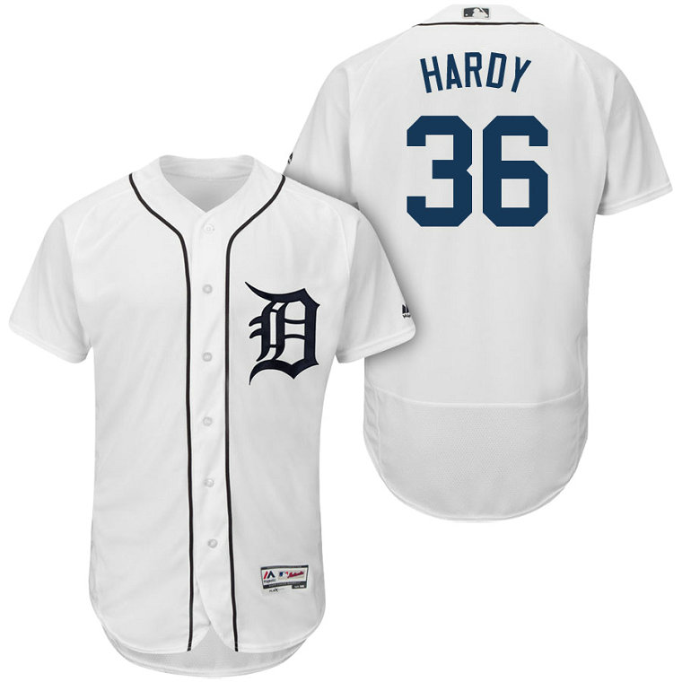 Detroit Tigers #36 Blaine Hardy White 2018 Home Authentic Collection Flex Base Jersey