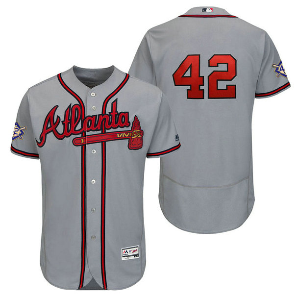 Atlanta Braves Gray Authentic Flex Base Jersey 2018 Jackie Robinson Day Atlanta Braves Gray Authentic Flex Base Jersey 2018 Jackie Robinson Day