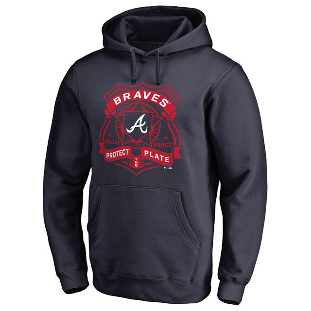 Braves Police Badge Navy Pullover Hoodie Braves Police Badge Navy Pullover Hoodie