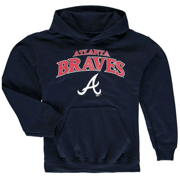 YOUTH - Braves Stitches Team Fleece Navy Pullover Hoodie YOUTH - Braves Stitches Team Fleece Navy Pullover Hoodie