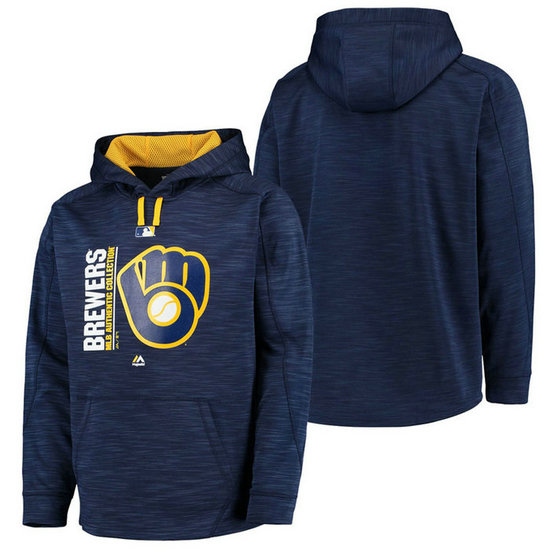 Brewers Authentic Collection Team Icon Streak Fleece Navy Pullover Hoodie
