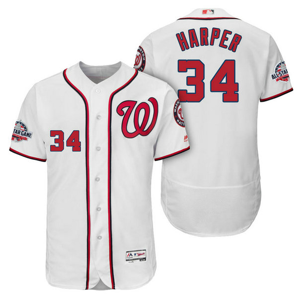 Washington Nationals #34 Bryce Harper Home Player Flex Base Jersey 2018 All-Star Game Washington Nationals #34 Bryce Harper Home Player Flex Base Jersey 2018 All-Star Game