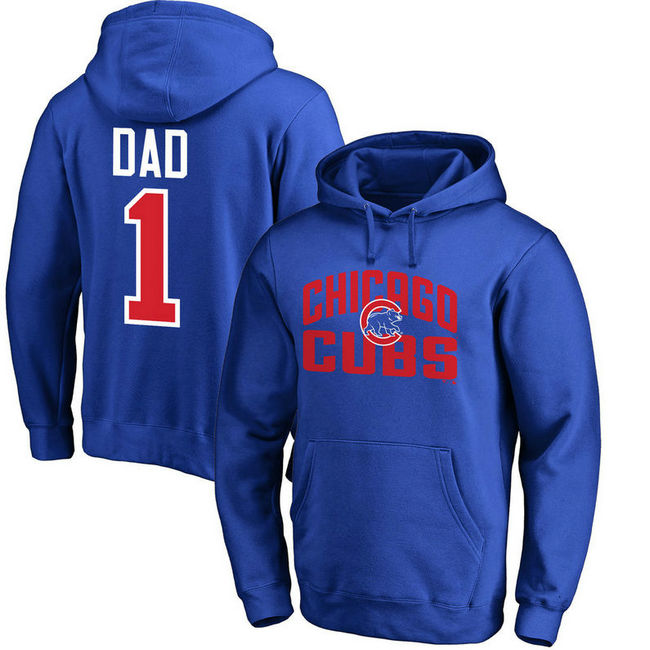 Chicago Cubs Father's Day Royal #1 Dad Player Pullover Hoodie Chicago Cubs Father's Day Royal #1 Dad Player Pullover Hoodie