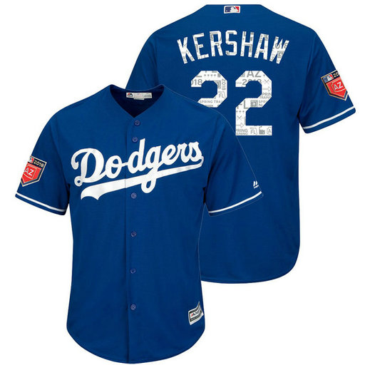 Los Angeles Dodgers #22 Clayton Kershaw Royal 2018 Spring Training Cool Base Player Jersey