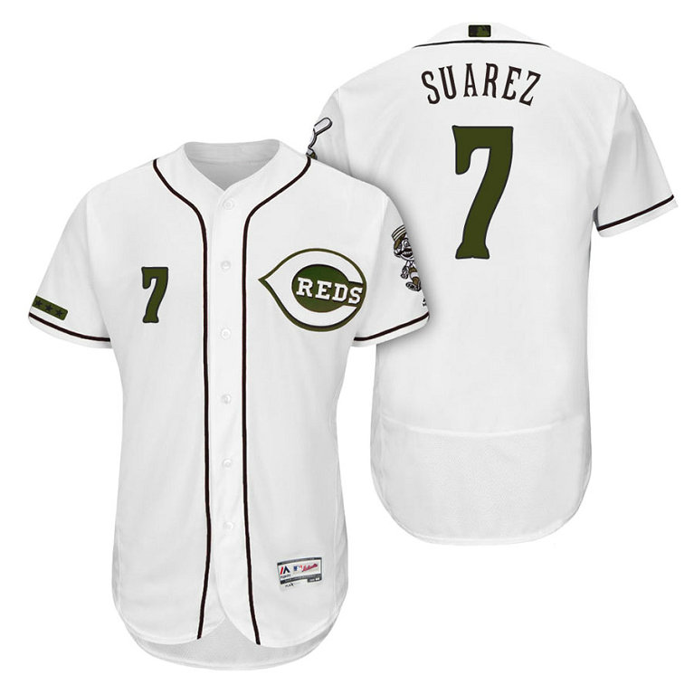 Cincinnati Reds #7 Eugenio Suarez White Alternate 2018 Authentic Collection Player Flex Base Jersey
