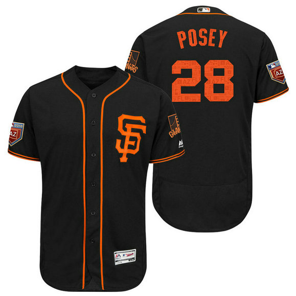 San Francisco Giants #28 Buster Posey Black 2018 Spring Training Flex Base Jersey