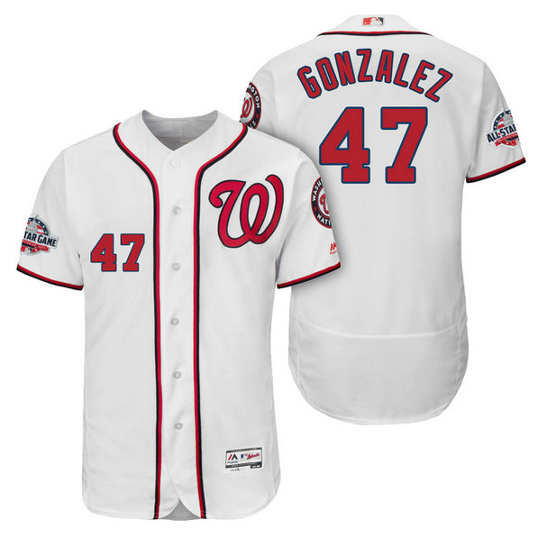 Washington Nationals #47 Gio Gonzalez Home Player Flex Base Jersey 2018 All-Star Game