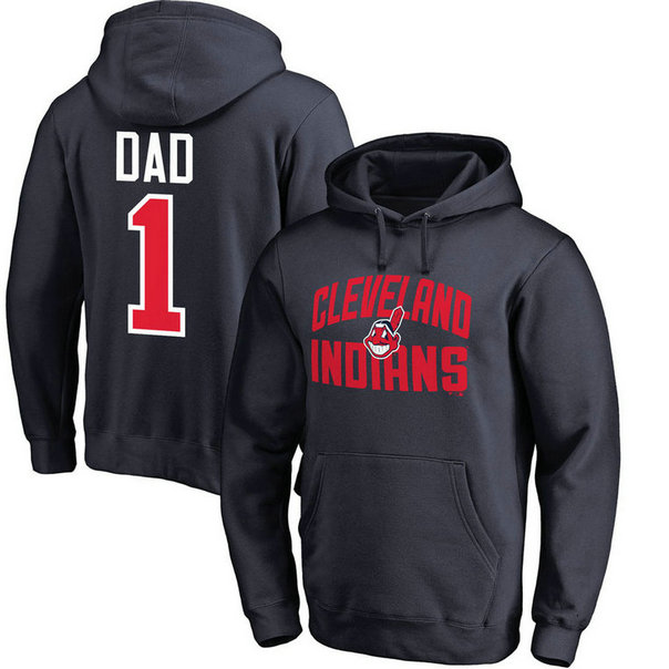 Cleveland Indians Father's Day Navy #1 Dad Player Pullover Hoodie Cleveland Indians Father's Day Navy #1 Dad Player Pullover Hoodie