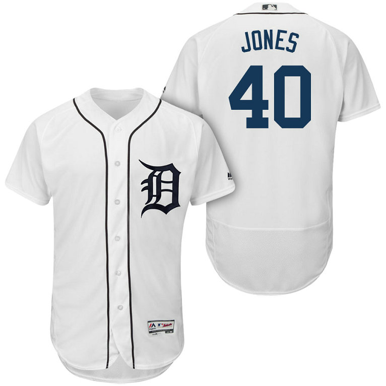 Detroit Tigers #40 JaCoby Jones White 2018 Home Authentic Collection Flex Base Jersey
